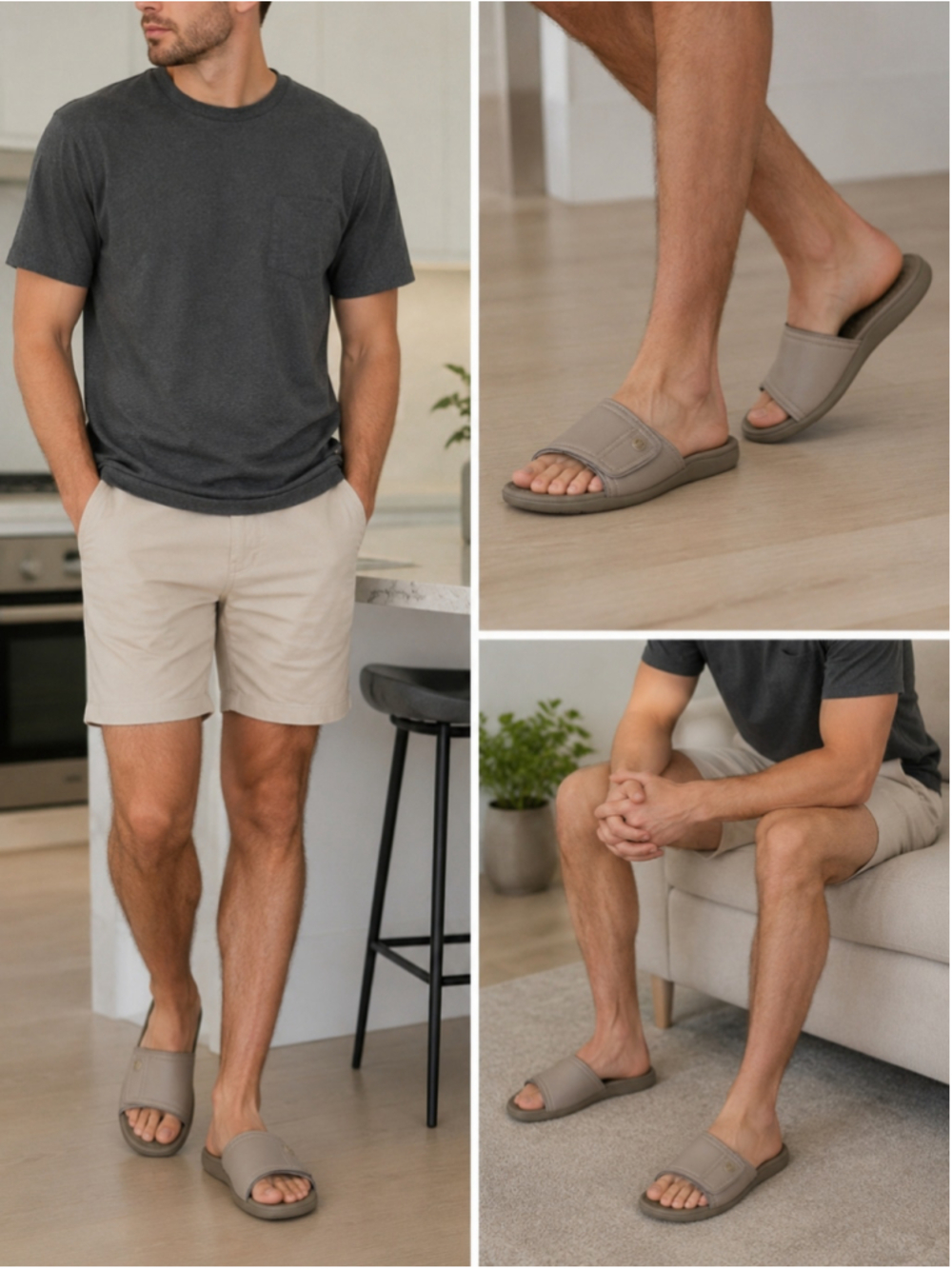 Men's / Unisex Vionic Kiwi Sandals Size 7 Taupe Orthopedic Slides